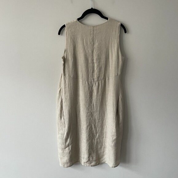 Sarah Pacini Linen Pullover V-Neck Casual Sleeveless Mini Dress Brown XS - Picture 3 of 8